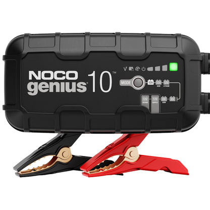 NOCO genius10 battery charger — 10A smart charger with desulfator and temperature compensation