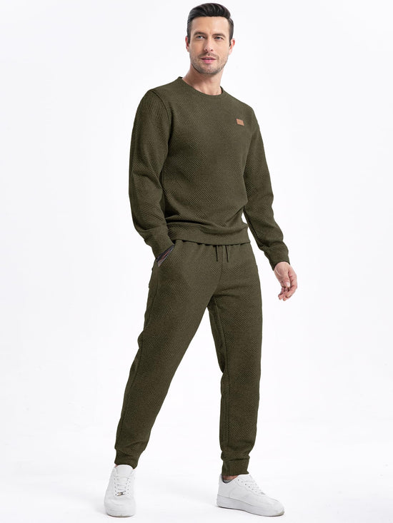 Track suit — JMIERR 2 piece knit jacquard pullover and joggers set with pockets