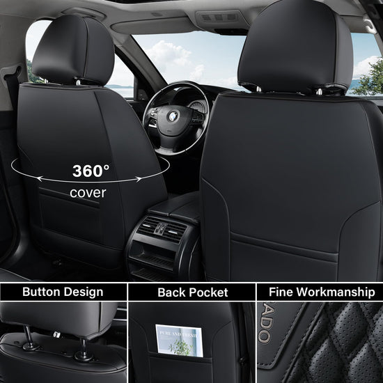 Coverado car seat covers - luxury nappa leather waterproof full set for 5 seats