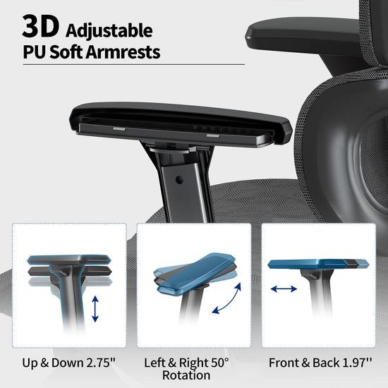 PatioMage ergonomic office chair — 3D adjustable armrest and high back design