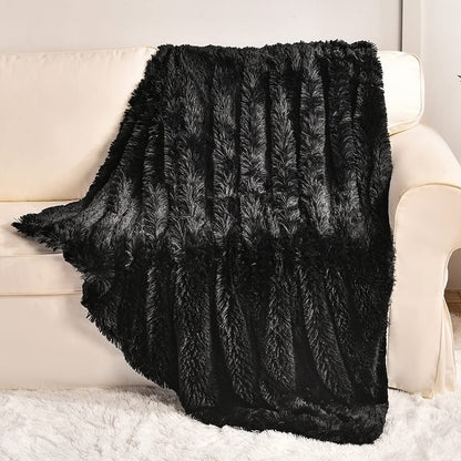 Blanket — Super soft plush faux fur throw for bed, chair or sofa 50 x 60 inches white