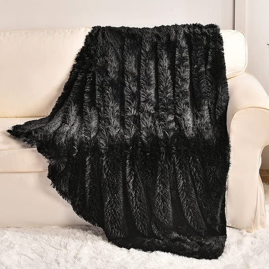 Blanket — Super soft plush faux fur throw for bed, chair or sofa 50 x 60 inches white