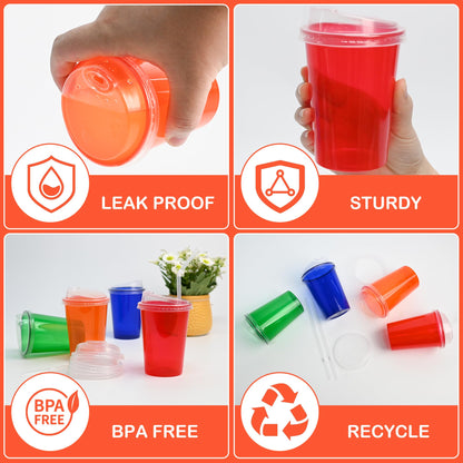 L LIKED 12 oz kids cups with lids and straws in assorted colors