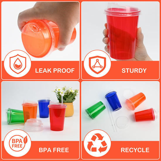 L LIKED 12 oz kids cups with lids and straws in assorted colors
