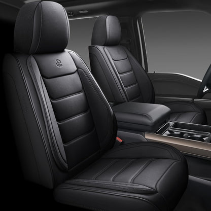 Isen-CoverAuto full coverage faux leather car seat covers - black for 5 seats