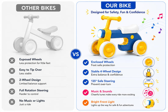 Henry & Colin ride on toy — 4 wheel balance bike with lights and music for toddlers