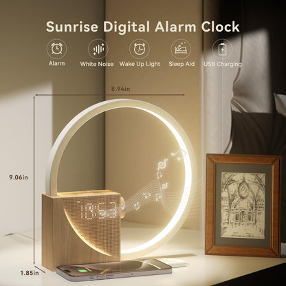 Vivilumens sunrise alarm clock — wake-up light with white noise and dimmable lamp