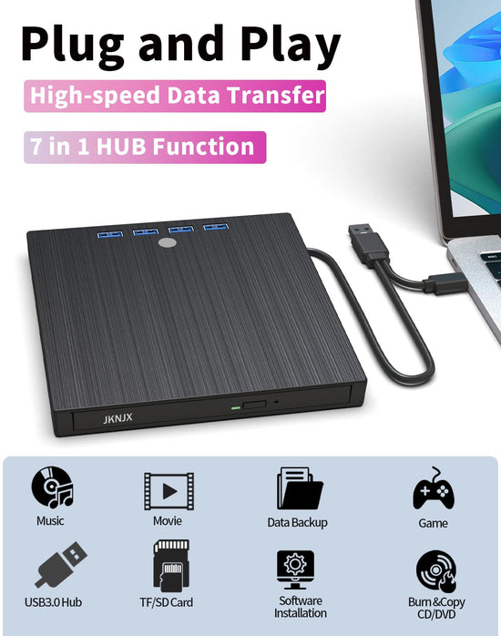 Optical disc drive — 9 in 1 USB 3.0 and Type-C with multiple ports and slots