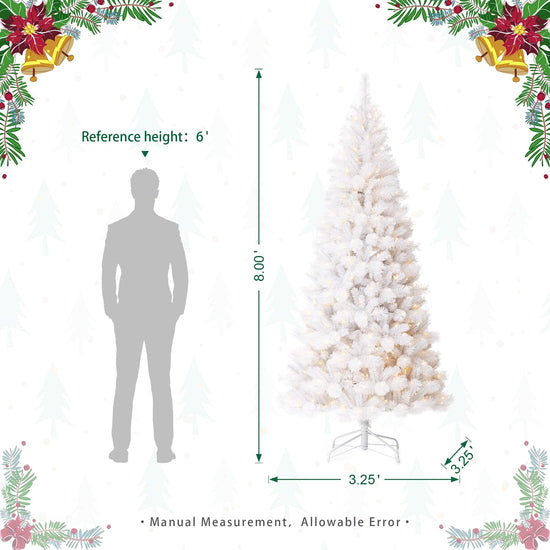 Glitzhome artificial Christmas tree — pre-lit flocked design with metal base and hinges for decoration
