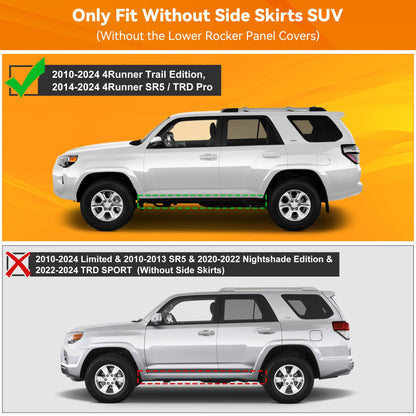TIEZFUL Running Boards Fit for Toyota 4Runner 2010-2024 (Including 2014-2024 SR5 & 2015-2024 TRD PRO & 2017-2024 TRD Off-Road) Without Side Skirts, Drop Down Side Steps Nerf Bars Rock Silders Rails