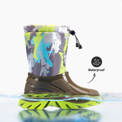 Boot — Waterproof camouflage snow boot with faux fur lining for kids