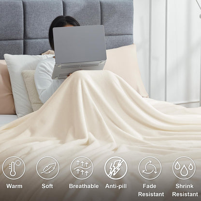 Hansleep flannel fleece throw blanket — super soft fluffy plush for all seasons
