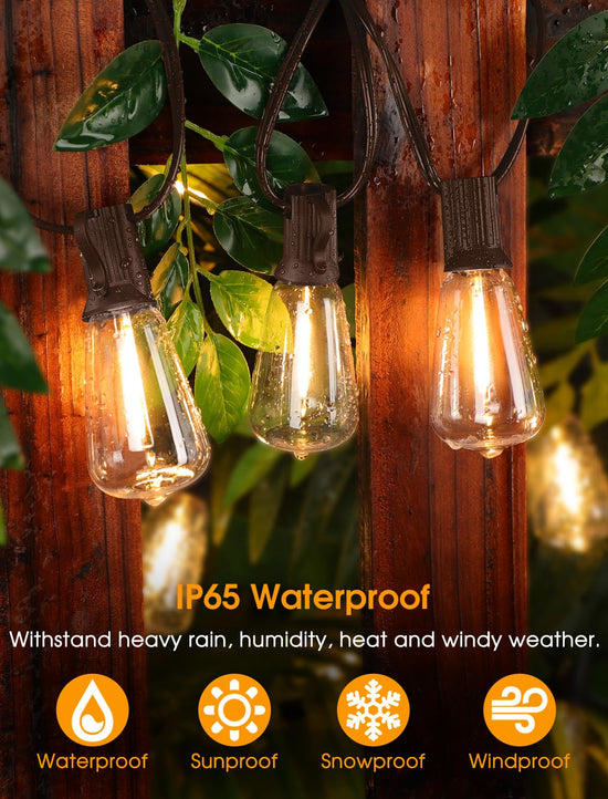 Larkvue string lights — waterproof and dimmable with retro Edison bulbs 2700K