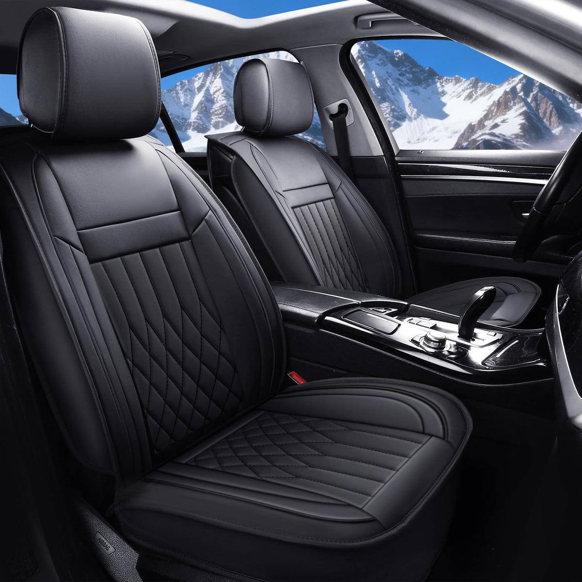 Aierxuan vehicle seat covers - universal fit with waterproof leather in black