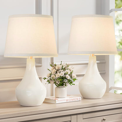 Seealle 19.4 ceramic table lamps - set of 2 for bedside and desk use