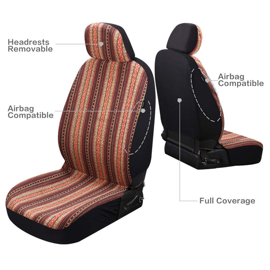 P&J auto vehicle seat covers — Baja blanket design with integrated bucket fit