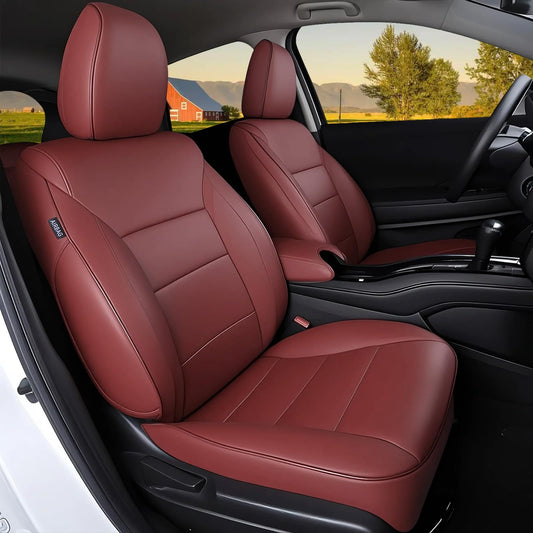 Vehicle seat cover — Custom fit leather set for Honda HR-V 2016-2022 in burgundy