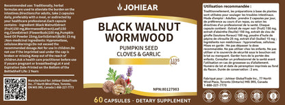 20 in 1 Black Walnut Wormwood Clove Cleanse for Humans Capsules, Natural Gut Detox & Digestive Health, Pumpkin Seed, Berberine, 10:1 Ultra-Concentrated Liposomal Tech 98% Absorption, Vegan 60 CT
