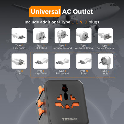 Power converter — Tessan universal travel adapter type C/G/A/I 1 5