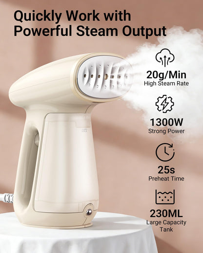 Bear steamer handheld garment steamer with auto-off and fast heat-up feature 230ml tank 1300w power for home and travel