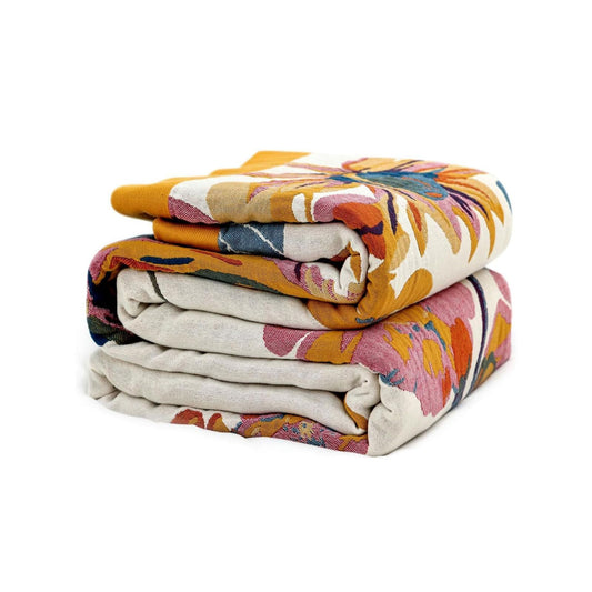 Boho throw blanket — 100% cotton reversible lightweight design for all seasons