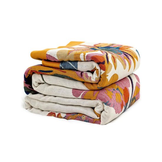 Boho throw blanket — 100% cotton reversible lightweight design for all seasons