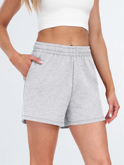 AUTOMET women's high waist sweat shorts with pockets and drawstring