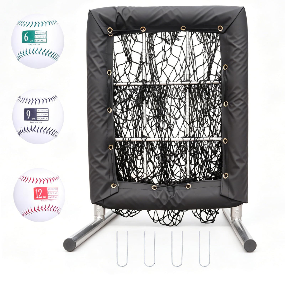 Bovngxor Heavy Duty 9 Hole Pitching Net with Strike Zone (Black)