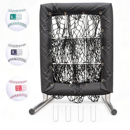 Bovngxor Heavy Duty 9 Hole Pitching Net with Strike Zone (Black)