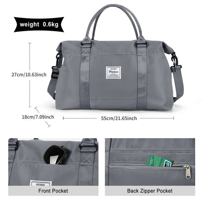 Travel duffel bag with wet pocket for overnight trips
