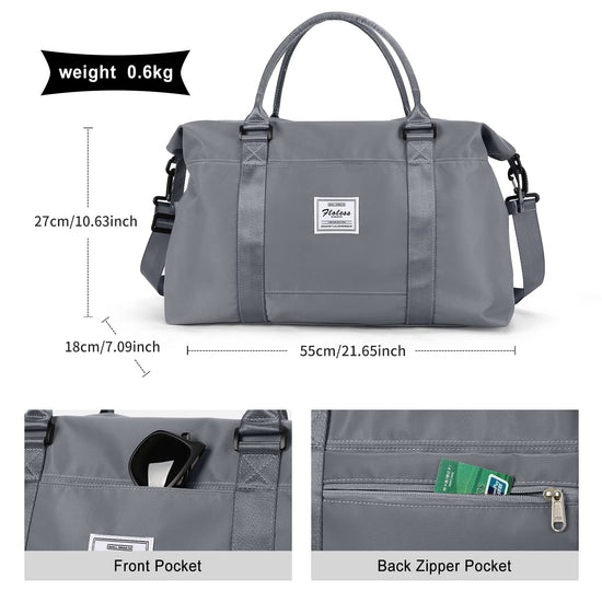 Travel duffel bag with wet pocket for overnight trips