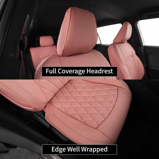 EKR Rav4 seat covers - custom fit faux leather in pink for 2019-2025 models