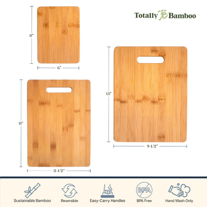 Bamboo cutting board set — Three sizes, reversible design by Totally Bamboo