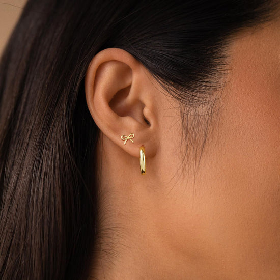 Rotnso gold hoop earrings set — 14K gold plated chunky hypoallergenic earrings with cubic zirconia dangle studs
