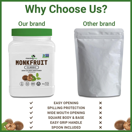 Morning Pep monk fruit sweetener - Classic sugar substitute with zero calories 2.5 lb