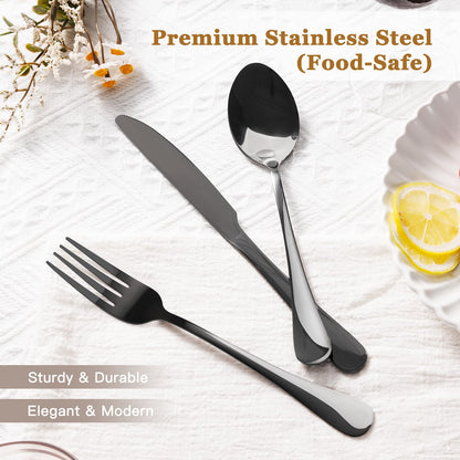 Astercook flatware set — food-grade stainless steel with steak knives included