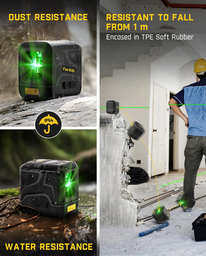 Fanttik D2 laser level — 100 ft self-leveling with magnetic bracket and pouch