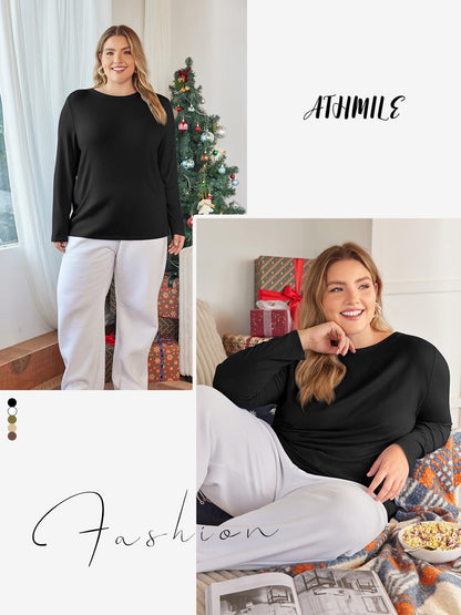 Shirt — Long sleeve basic tee for women and teen girls by ATHMILE