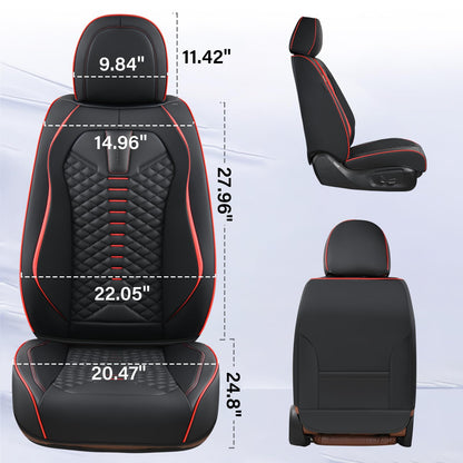 Coverado seat covers - waterproof nappa leather for 5-seat cars in black and red