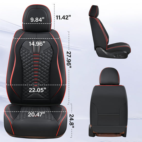 Coverado seat covers - waterproof nappa leather for 5-seat cars in black and red