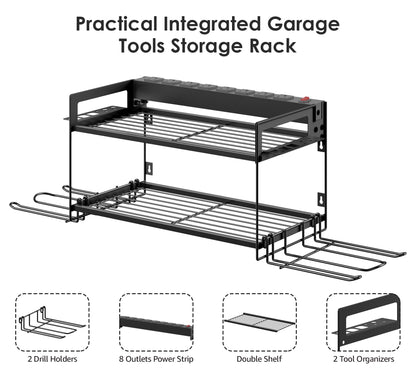 CCCEI storage rack with charging station and wall mount for drills holder