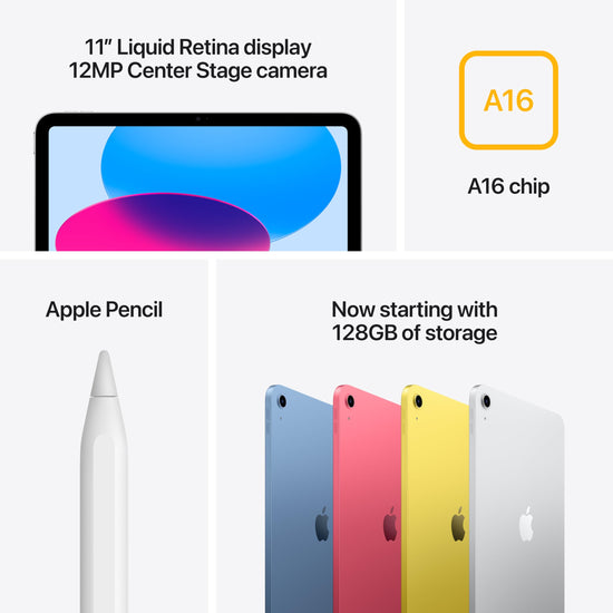 Apple iPad — 11-inch model with A16 chip and Liquid Retina display, 128GB storage