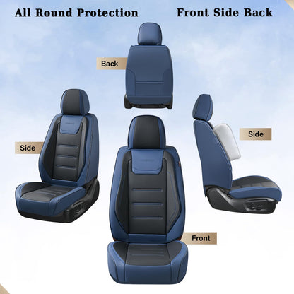 Coverado car seat covers — waterproof leather front seat protectors in blue
