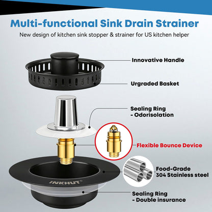 Drain strainer — Upgraded stainless steel anti-clogging food catcher basket