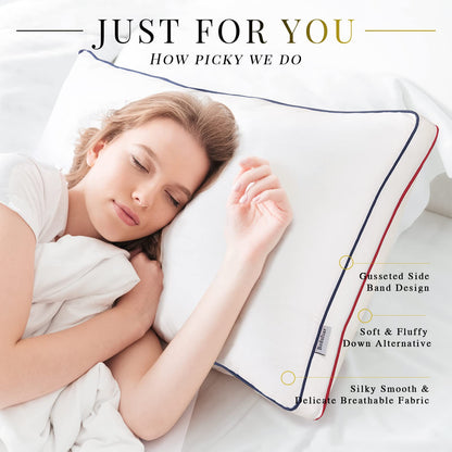 Bedufsar pillows — firm and supportive gusseted design for side and back sleepers