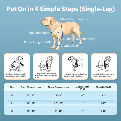 FurWell Dog Elbow Brace Protector with Decoupled Chest Strap - Breathable, Abrasion-Resistant - Adjustable Elbow Support for Hygroma, Dysplasia, Arthritis, Calluses & Shoulder Instabilit(Left Leg, L)