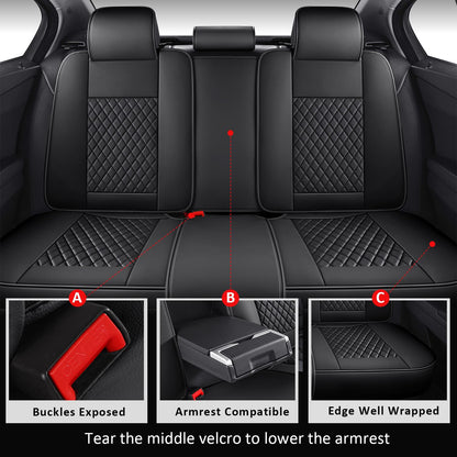 MIROZO vehicle seat cover — waterproof leather full set for cars and SUVs