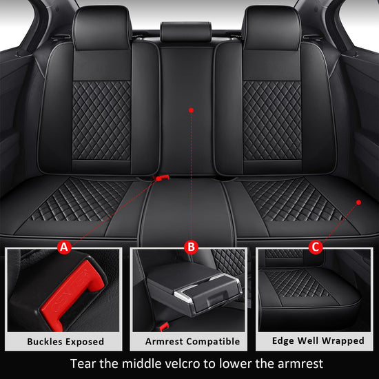 MIROZO vehicle seat cover — waterproof leather full set for cars and SUVs