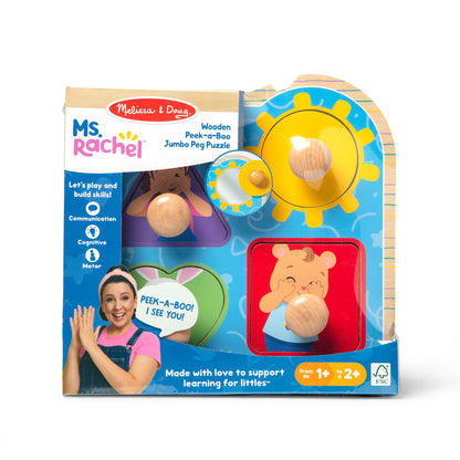 Melissa & Doug® Ms. Rachel™ wooden peek-a-boo jumbo peg puzzle with mirror