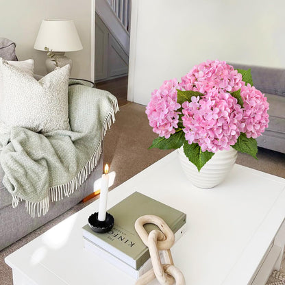 JINWOE artificial hydrangea flowers — lifelike latex silk real touch faux bouquet for home and events